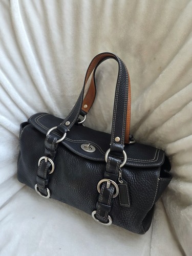 Vintage Coach Black Pebbled Leather Chelsea Turnlock Satchel - photo 3