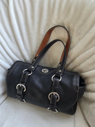 Vintage Coach Black Pebbled Leather Chelsea Turnlock Satchel - photo 4
