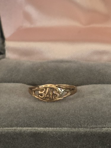 Vintage 10K Yellow Gold Baby Script Signet Ring
