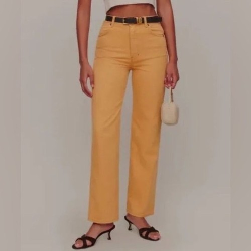 Reformation Cowboy High-Rise Straight Jeans – Mustard Yellow