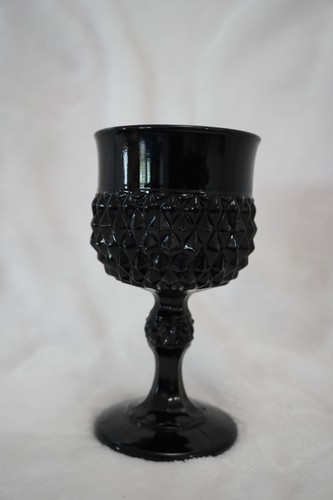 Set of 4 Indiana Glass "Diamond Point" Black Amethyst Goblets - photo 4