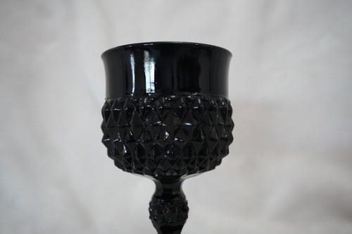 Set of 4 Indiana Glass "Diamond Point" Black Amethyst Goblets - photo 5