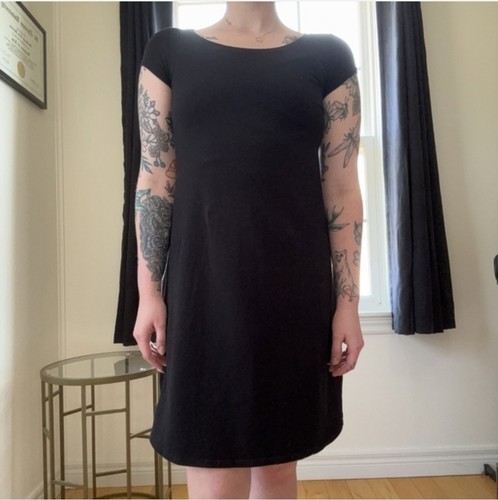 NWOT Eileen Fisher XXS Black Organic Cotton Jersey Dress - photo 2