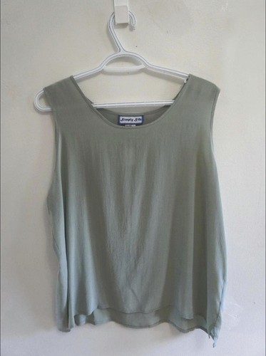 Vintage Simply Silk 100% Silk Tank Top Sage Green Large