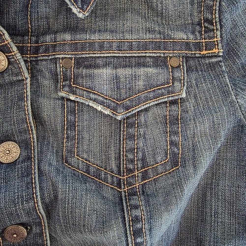 Vintage Denim Jean Jacket – Button Up Distressed Wash - photo 4