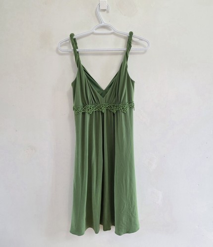 Vintage Y2K Laundry Shelli Segal Green Crochet Mini Dress - photo 2