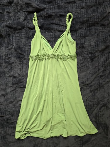 Vintage Y2K Laundry Shelli Segal Green Crochet Mini Dress - photo 3