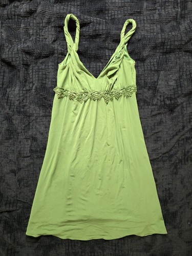 Vintage Y2K Laundry Shelli Segal Green Crochet Mini Dress - photo 4