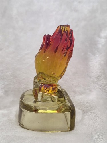 Vintage Amberina Kanawha Glass Praying Hands Bookends - Set of 2 - photo 3