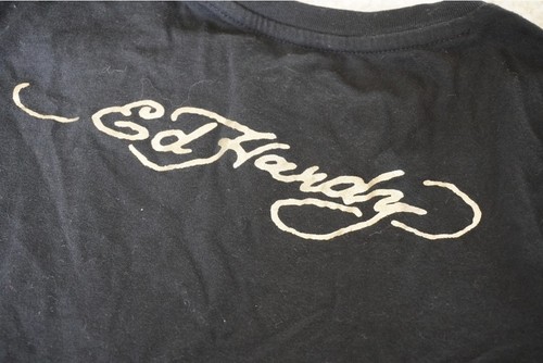 Y2K Ed Hardy Women's Black Graphic Crop Top Baby Tee - photo 5