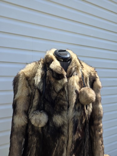 Vintage German Real Fur Coat Pom Pom Ties EU 38 - photo 2