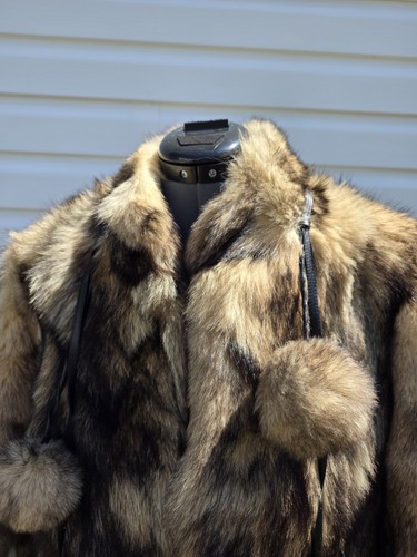 Vintage German Real Fur Coat Pom Pom Ties EU 38 - photo 3