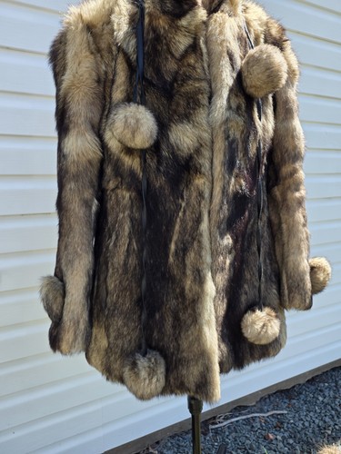 Vintage German Real Fur Coat Pom Pom Ties EU 38 - photo 4
