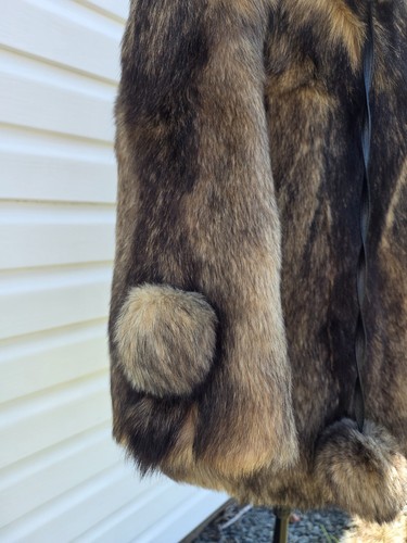 Vintage German Real Fur Coat Pom Pom Ties EU 38 - photo 5
