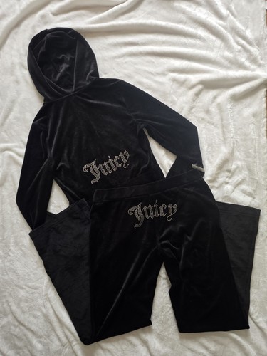 NWT Juicy Couture OG Bling Liquorice Black Velour Tracksuit