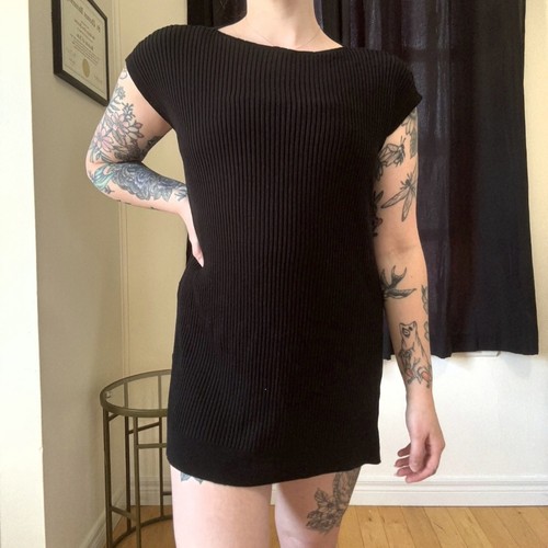 Eileen Fisher Medium Black Textured Stretch Rib Knit Dress - photo 2