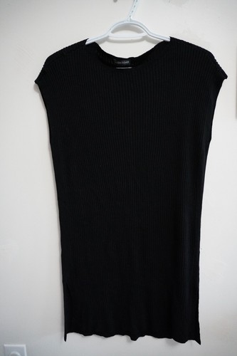 Eileen Fisher Medium Black Textured Stretch Rib Knit Dress - photo 5