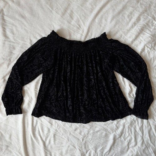 Free People A Little Twist Floral Off Shoulder Velvet Top - photo 2