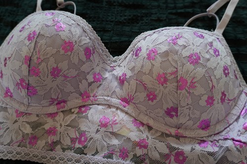 PINK Victoria's Secret Metallic Lace Longline Push-Up Bralette - photo 2