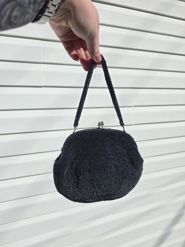 Vintage Artel Montreal Beaded Evening Bag Dark Metallic Grey - photo 2