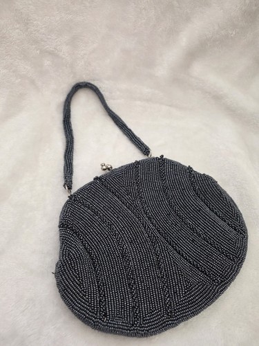 Vintage Artel Montreal Beaded Evening Bag Dark Metallic Grey - photo 3