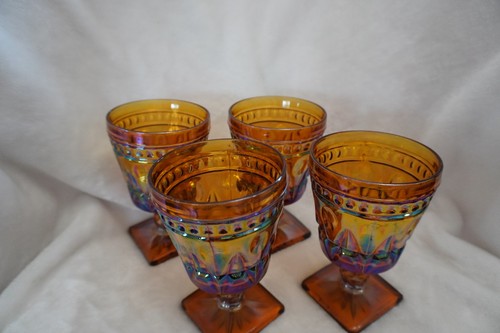 Vintage Indiana Glass Kings Crown Marigold Goblets - Set of 4 - photo 3