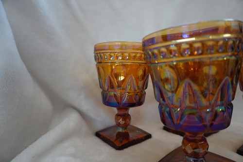 Vintage Indiana Glass Kings Crown Marigold Goblets - Set of 4 - photo 4