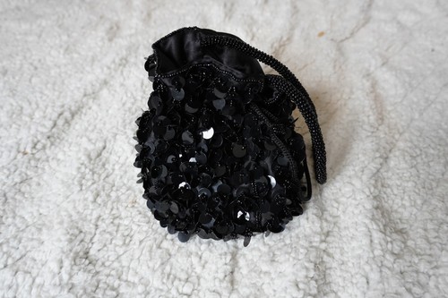 Vintage Chateau Beaded & Sequin Drawstring Evening Pouch Bag - photo 2