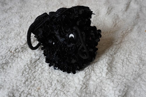 Vintage Chateau Beaded & Sequin Drawstring Evening Pouch Bag - photo 3