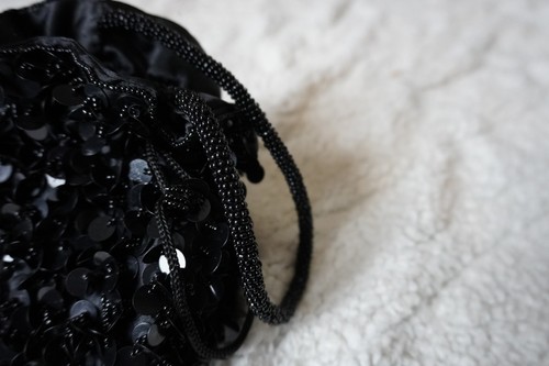 Vintage Chateau Beaded & Sequin Drawstring Evening Pouch Bag - photo 5