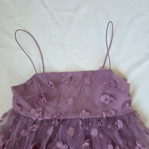 Trixxi Lavender 3D Floral Appliqué Tulle Babydoll Top - photo 5