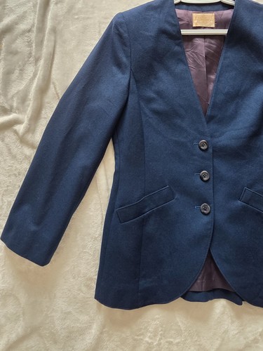 Vintage Pendleton 100% Virgin Wool Collarless Jacket Navy Size 6 - photo 3