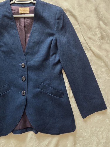 Vintage Pendleton 100% Virgin Wool Collarless Jacket Navy Size 6 - photo 4