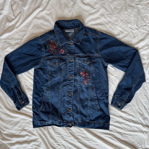 Denim Jean Jacket with Embroidered Roses - photo 3