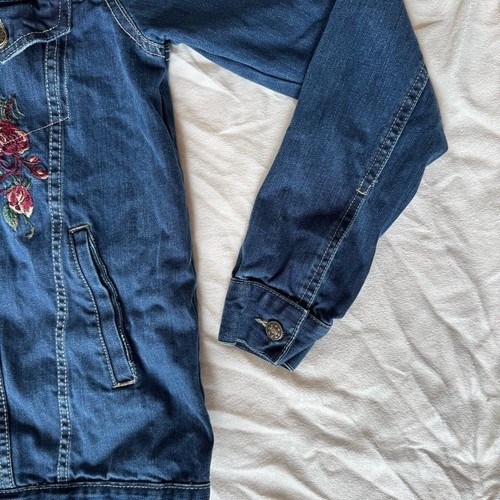 Denim Jean Jacket with Embroidered Roses - photo 4