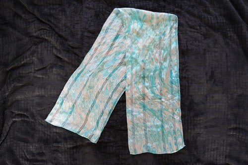 Vintage Vera Neumann 100% Silk Scarf Teal Turquoise Marble