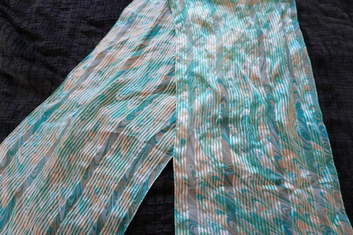 Vintage Vera Neumann 100% Silk Scarf Teal Turquoise Marble - photo 3