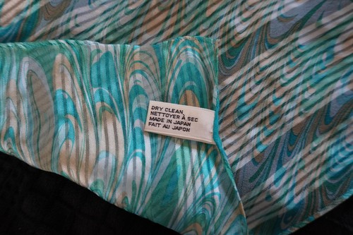 Vintage Vera Neumann 100% Silk Scarf Teal Turquoise Marble - photo 5