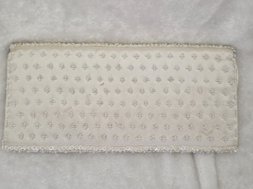 Vintage 1960s Beaded & Sequined Clutch Purse Ivory - photo 4
