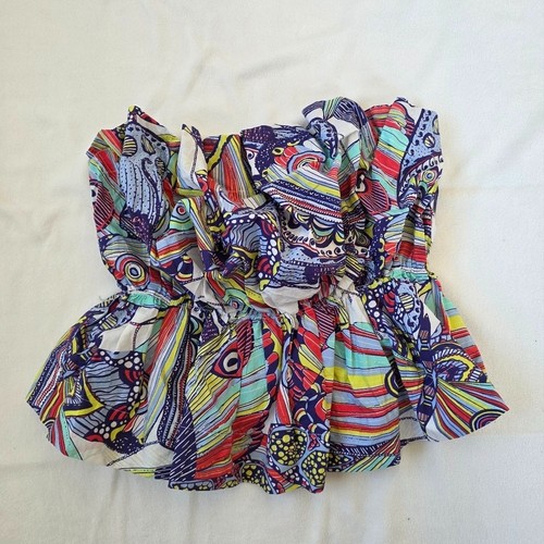 Anthropologie Multi-Color Abstract Print Strapless Peplum Top - photo 4
