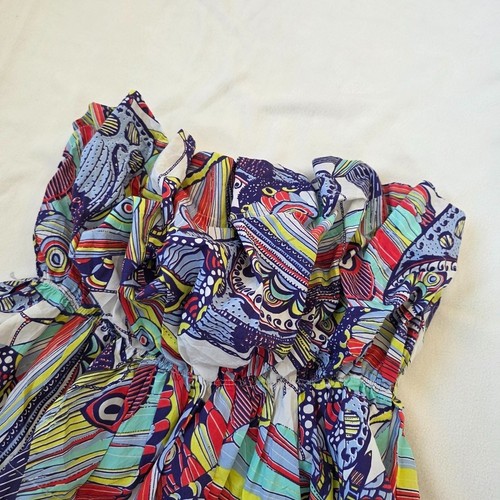 Anthropologie Multi-Color Abstract Print Strapless Peplum Top - photo 5