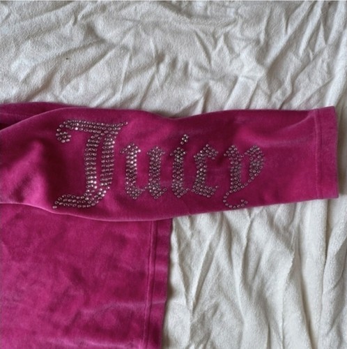 Juicy Couture Black Label Hot Pink Velour Cropped Hoodie - Size - photo 4