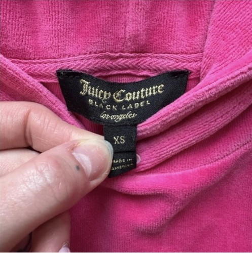 Juicy Couture Black Label Hot Pink Velour Cropped Hoodie - Size - photo 5