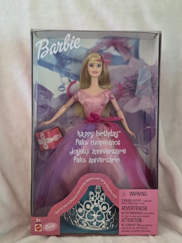 2002 Happy Birthday Barbie Doll - NIB - Includes Child Size Tiar