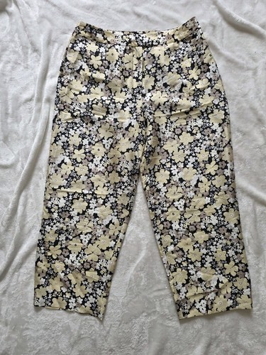 August Silk Vintage 100% Silk Floral Trousers High Rise Size 10