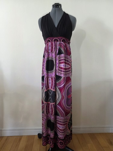 Vintage Y2K B. Calm Halter Maxi Dress Size 4 Geometric Mandala
