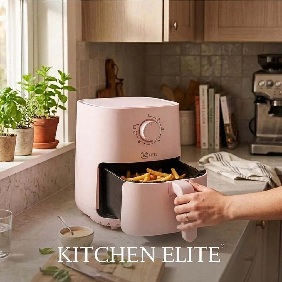 2.2Qt Air Fryer with Manual Knob Controls (Pink/White) - photo 2