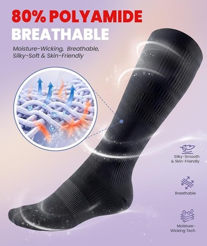 PULIOU Cooling Compression Socks for Women Men, 20-30 S-M - photo 3
