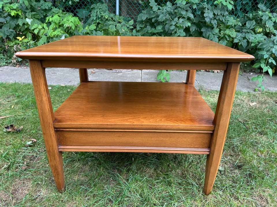 Vintage Two-Tier End Table with Drawer- Restored Original Finish - photo 3