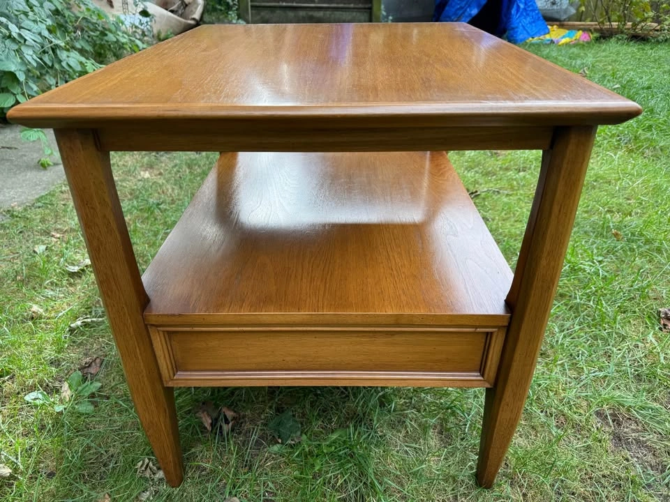 Vintage Two-Tier End Table with Drawer- Restored Original Finish - photo 4